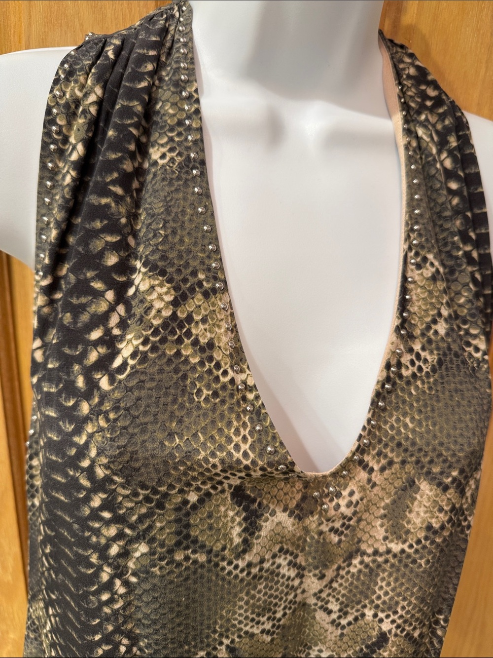 Haute Hippie Snake-Print Halter Midi Dress - Black & Brown - Picture 2 of 9